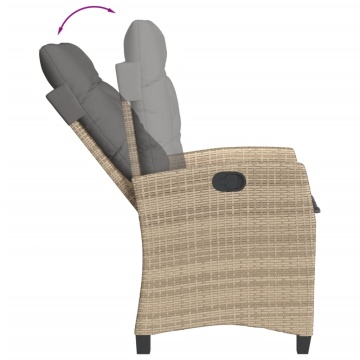 Set mobilier de grădină cu perne, 3 piese, bej, poliratan - Img 4