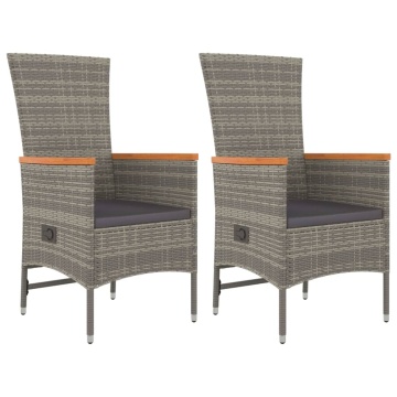Set mobilier de grădină cu perne, 3 piese, gri, poliratan - Img 4