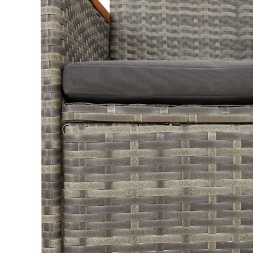 Set mobilier de grădină cu perne, 3 piese, gri, poliratan - Img 6
