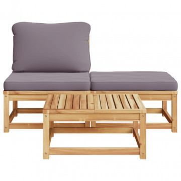 Set mobilier de grădină cu perne, 3 piese, lemn masiv acacia - Img 4