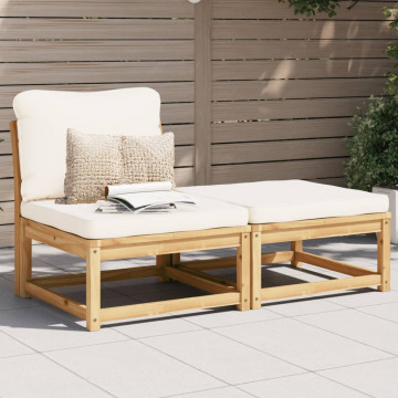 Set mobilier de grădină cu perne, 3 piese, lemn masiv acacia - Img 3