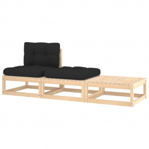 Set mobilier de grădină cu perne, 3 piese, lemn masiv de pin - Img 1