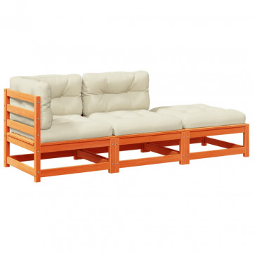 Set mobilier de grădină cu perne, 3 piese, lemn masiv de pin - Img 2