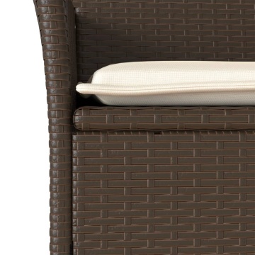 Set mobilier de grădină cu perne 3 piese maro poliratan&sticlă - Img 8