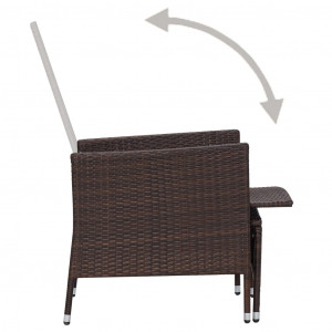 Set mobilier de grădină cu perne, 3 piese, maro, poliratan - Img 5
