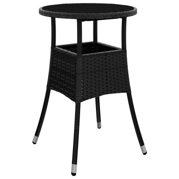 Set mobilier de grădină cu perne 3 piese negru poliratan&sticlă - Img 4