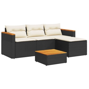 Set mobilier de grădină cu perne, 3 piese, negru, poliratan - Img 2