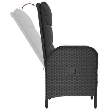 Set mobilier de grădină cu perne, 3 piese, negru, poliratan - Img 5