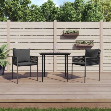 Set mobilier de grădină cu perne, 3 piese, poliratan și oțel - Img 1