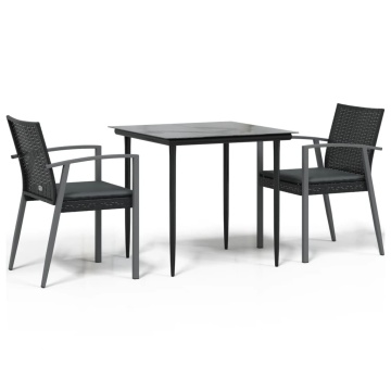 Set mobilier de grădină cu perne, 3 piese, poliratan și oțel - Img 2