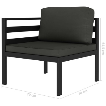 Set mobilier de grădină cu perne, 4 piese, antracit, aluminiu - Img 4