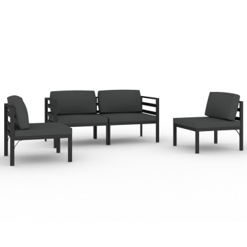 Set mobilier de grădină cu perne, 4 piese, antracit, aluminiu - Img 2