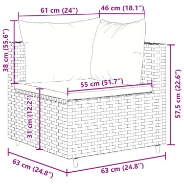 Set mobilier de grădină cu perne, 4 piese, gri, poliratan - Img 7