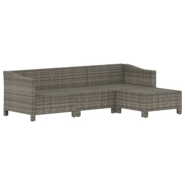 Set mobilier de grădină cu perne, 4 piese, gri, poliratan - Img 4