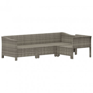 Set mobilier de grădină cu perne, 4 piese, gri, poliratan - Img 4