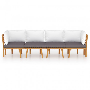Set mobilier de grădină cu perne, 4 piese, lemn masiv de acacia - Img 3