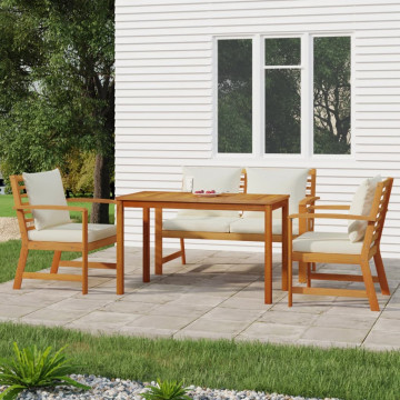 Set mobilier de grădină cu perne, 4 piese, lemn masiv de acacia - Img 1
