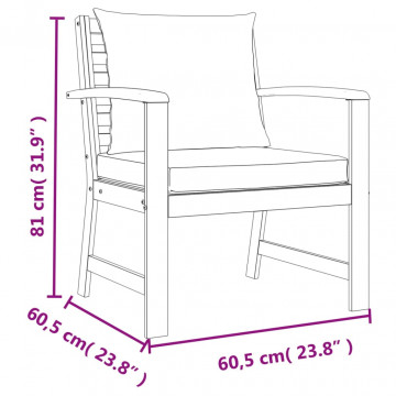 Set mobilier de grădină cu perne, 4 piese, lemn masiv de acacia - Img 7