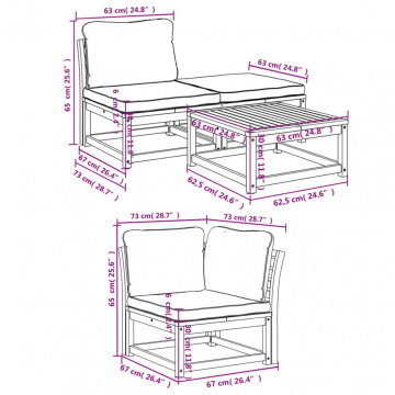 Set mobilier de grădină cu perne, 4 piese, lemn masiv de acacia - Img 7
