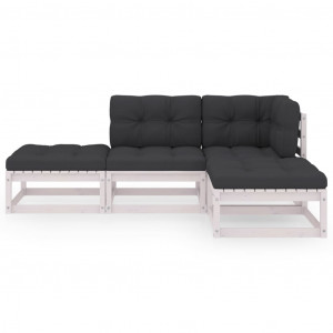 Set mobilier de grădină cu perne, 4 piese, lemn masiv de pin - Img 2