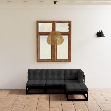 Set mobilier de grădină cu perne, 4 piese, lemn masiv de pin - Img 1