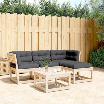 Set mobilier de grădină cu perne, 4 piese, lemn masiv de pin - Img 1
