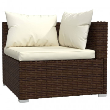 Set mobilier de grădină cu perne, 4 piese, maro, poliratan - Img 4
