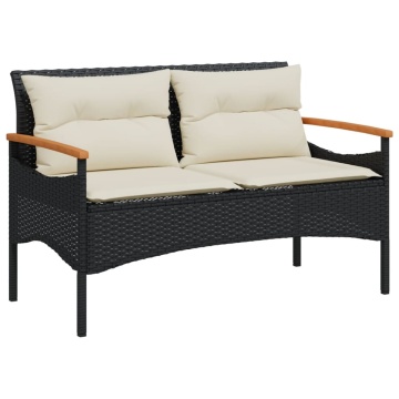 Set mobilier de grădină cu perne, 4 piese, negru, poliratan - Img 8