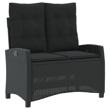 Set mobilier de grădină cu perne, 4 piese, negru, poliratan - Img 4