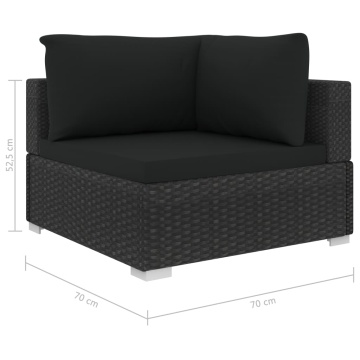 Set mobilier de grădină cu perne, 4 piese, negru, poliratan - Img 7