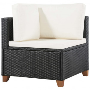 Set mobilier de grădină cu perne, 4 piese, negru, poliratan - Img 3