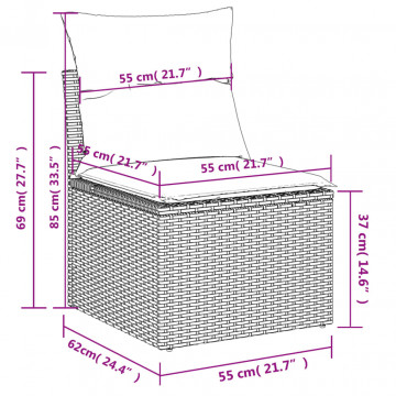 Set mobilier de grădină cu perne, 4 piese, negru, poliratan - Img 7