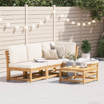 Set mobilier de grădină cu perne, 5 buc., lemn masiv acacia - Img 1
