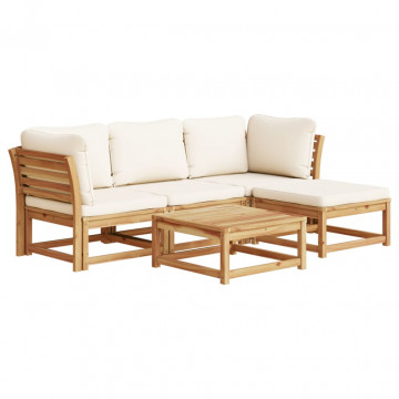 Set mobilier de grădină cu perne, 5 buc., lemn masiv acacia - Img 2
