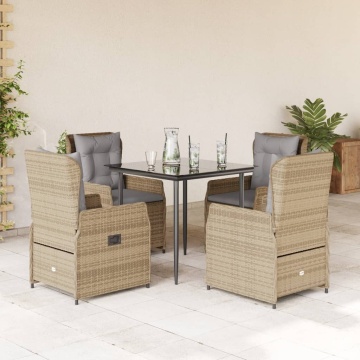 Set mobilier de grădină cu perne, 5 piese, bej, poliratan - Img 1