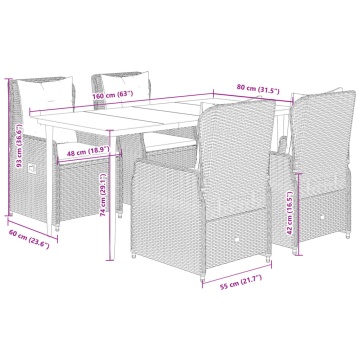 Set mobilier de grădină cu perne, 5 piese, bej, poliratan - Img 7