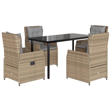 Set mobilier de grădină cu perne, 5 piese, bej, poliratan - Img 2