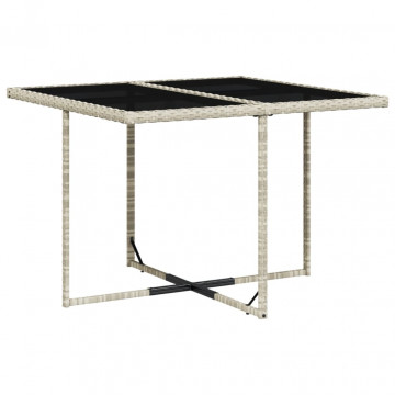 Set mobilier de grădină cu perne, 5 piese gri deschis poliratan - Img 4