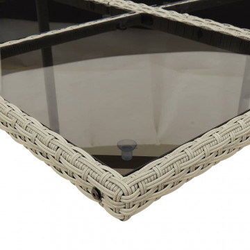Set mobilier de grădină cu perne, 5 piese gri deschis poliratan - Img 6