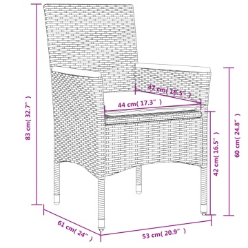 Set mobilier de grădină cu perne 5 piese gri poliratan & sticlă - Img 7