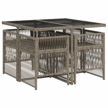 Set mobilier de grădină cu perne, 5 piese, gri, poliratan - Img 3