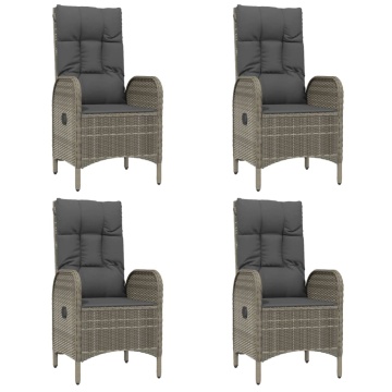 Set mobilier de grădină cu perne, 5 piese, gri, poliratan - Img 4
