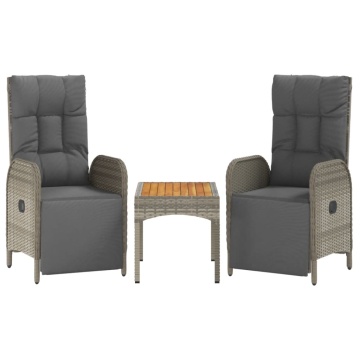 Set mobilier de grădină cu perne, 5 piese, gri, poliratan - Img 4