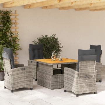 Set mobilier de grădină cu perne, 5 piese, gri, poliratan - Img 1