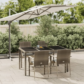 Set mobilier de grădină cu perne, 5 piese, gri, poliratan - Img 1