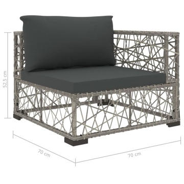Set mobilier de grădină cu perne, 5 piese, gri, poliratan - Img 9