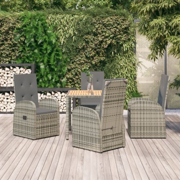 Set mobilier de grădină cu perne, 5 piese, gri, poliratan - Img 1