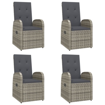 Set mobilier de grădină cu perne, 5 piese, gri, poliratan - Img 4