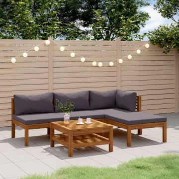 Set mobilier de grădină cu perne, 5 piese, lemn masiv acacia - Img 1