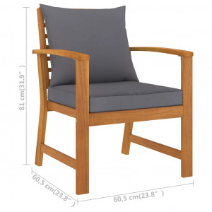 Set mobilier de grădină cu perne, 5 piese, lemn masiv acacia - Img 6